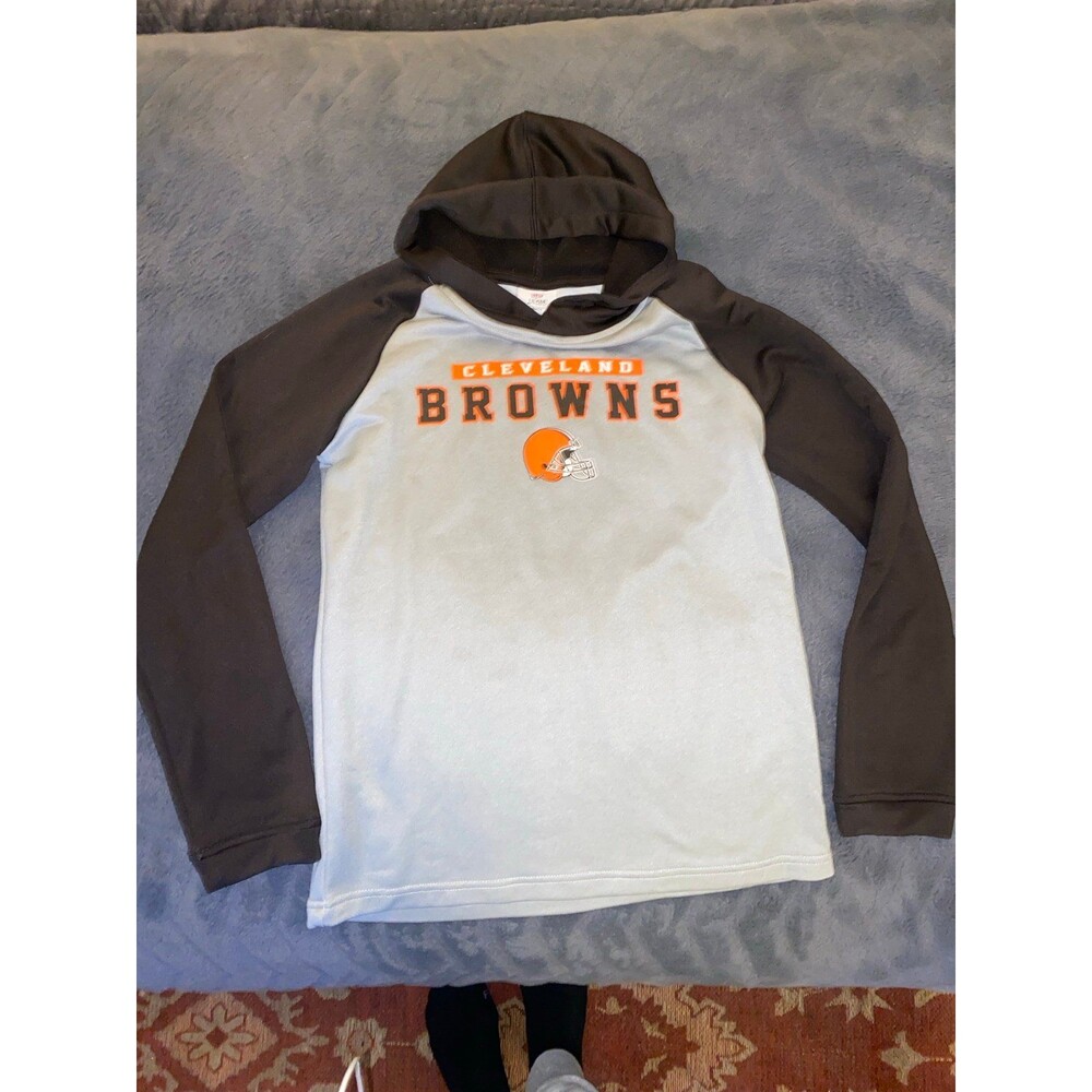 Cleveland Browns Youth Hooded Performance Long‑Sleeve NFL Team Apparel XL 16/18